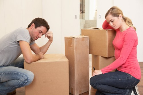 Packed moving boxes ready for a house removal in South London